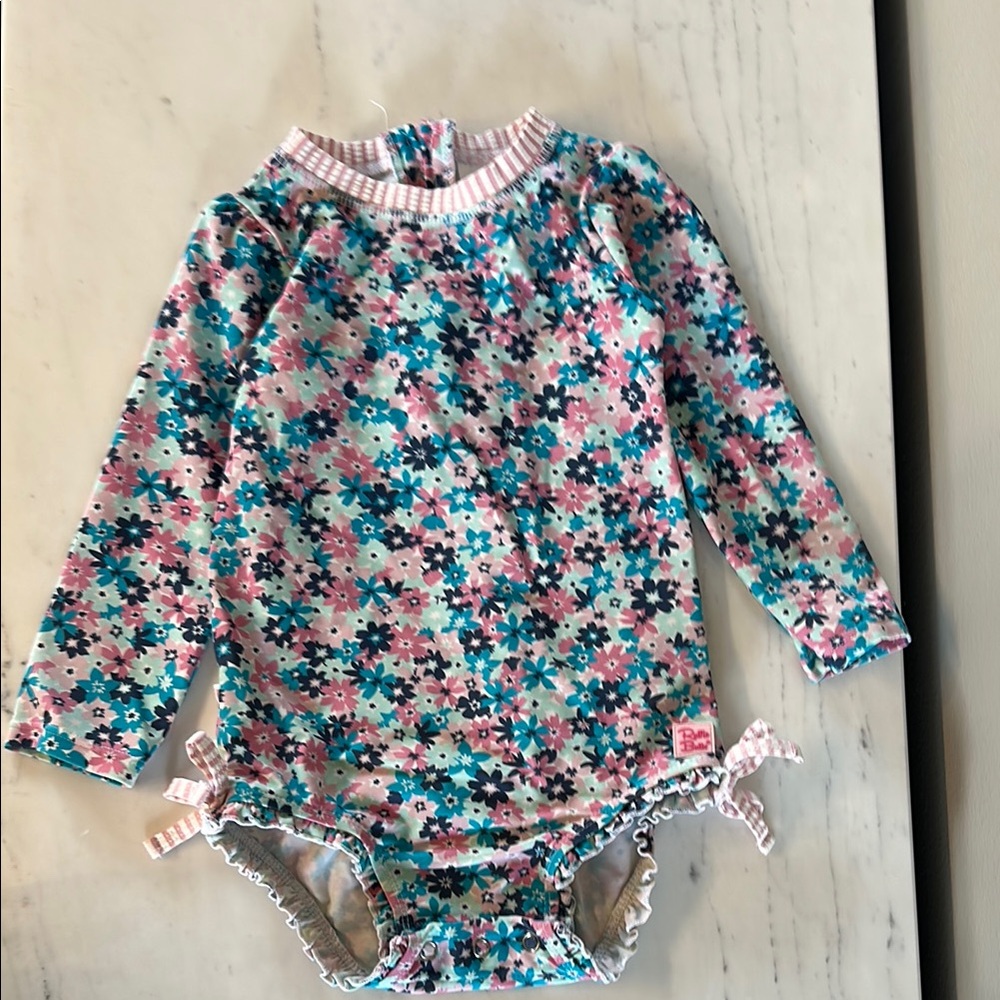 RuffleButts, 2T, Floral Long Sleeve Kids Swimsuit